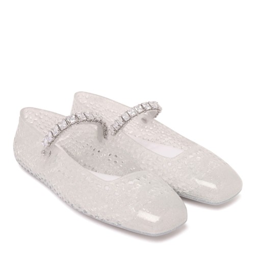 Silver The JellyBallerina Flats With Crystal Embellishment 2