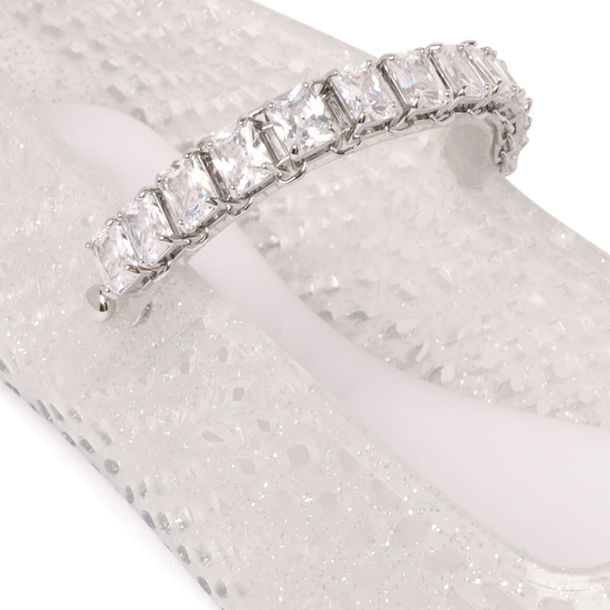 Silver The JellyBallerina Flats With Crystal Embellishment