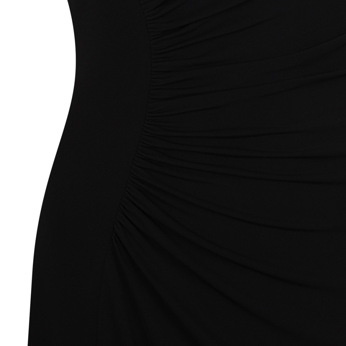 Black Jersey Crepe Stretch Midi Dress