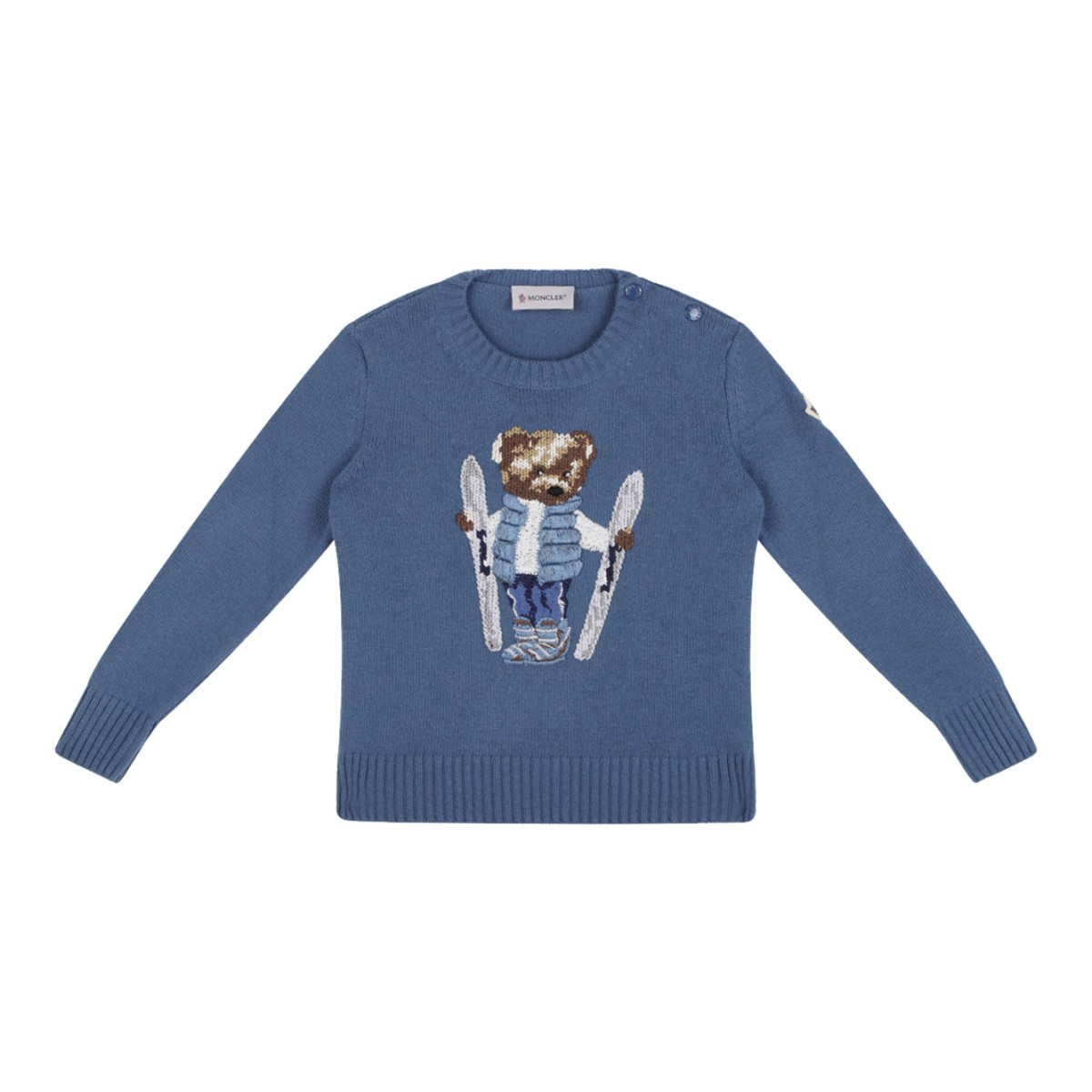 Light Blue Wool Knit Teddy Bear Sweater