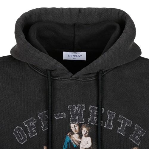 Off White Black Graphic Print Hoodie