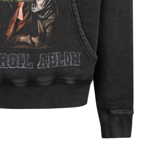 Off White Black Graphic Print Hoodie