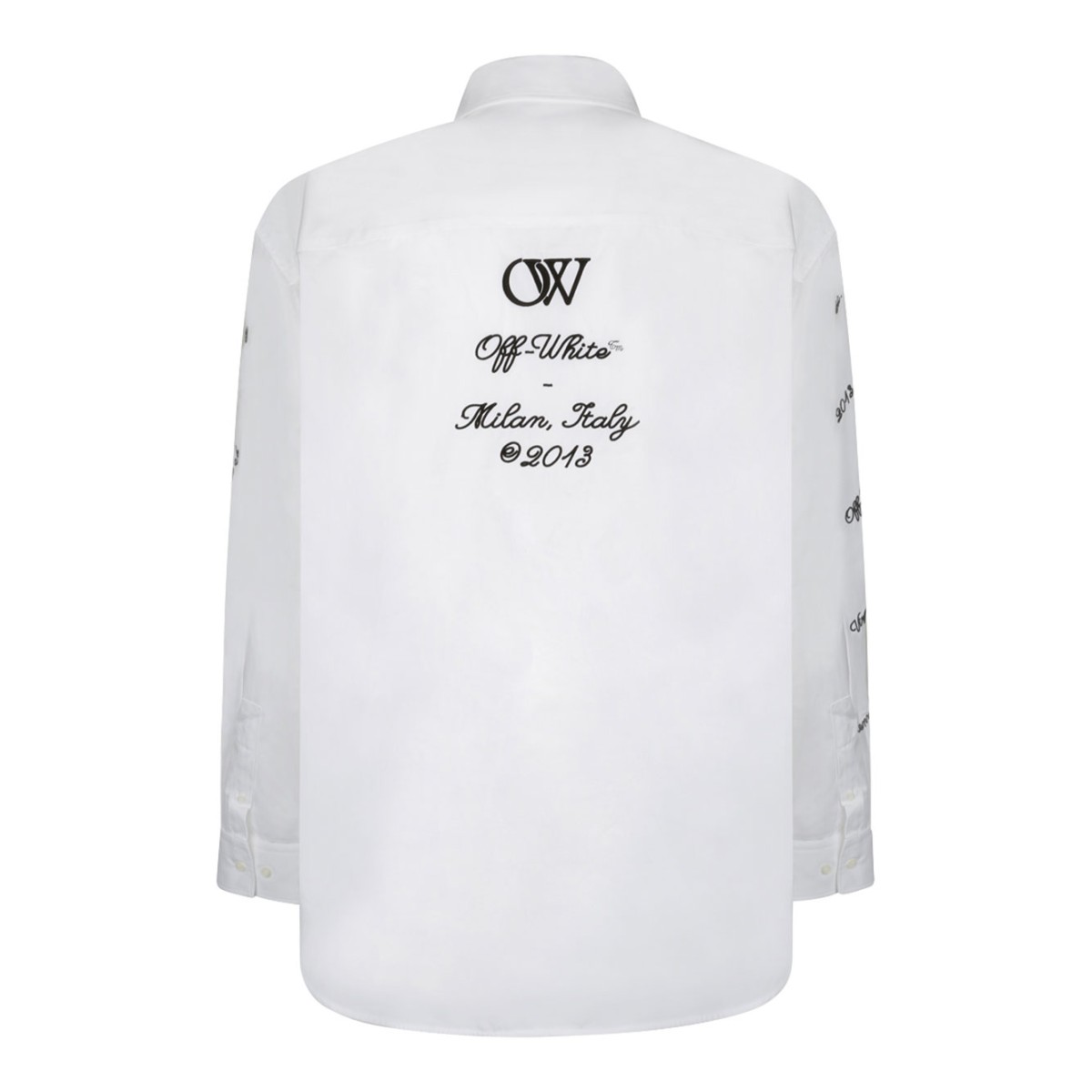 White and Black Logo Embroidered Shirt