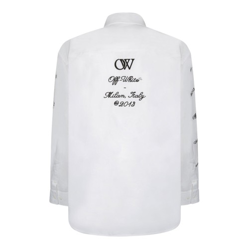 White and Black Logo Embroidered Shirt