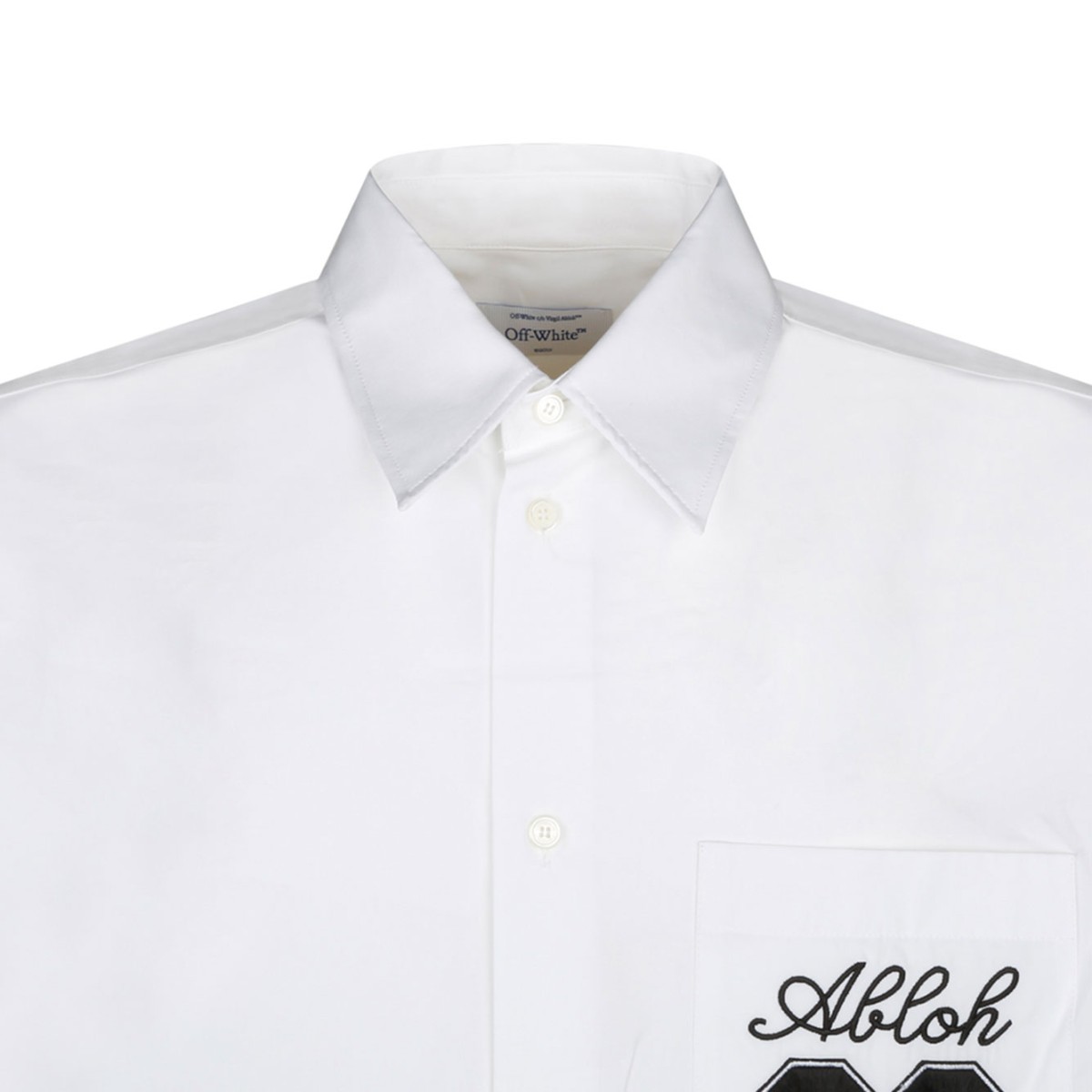White and Black Logo Embroidered Shirt