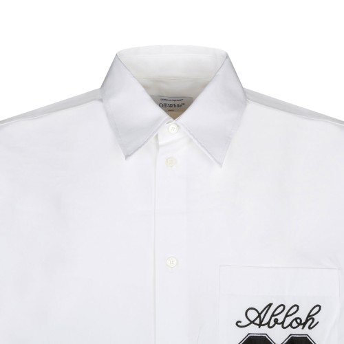 White and Black Logo Embroidered Shirt