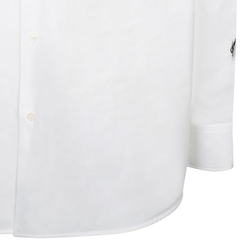 White and Black Logo Embroidered Shirt