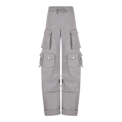Melange Grey Cargo Pants With Pockets