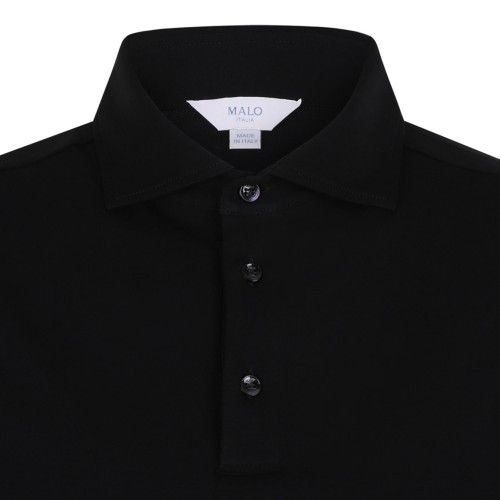 Black Stretch Cotton Polo Shirt