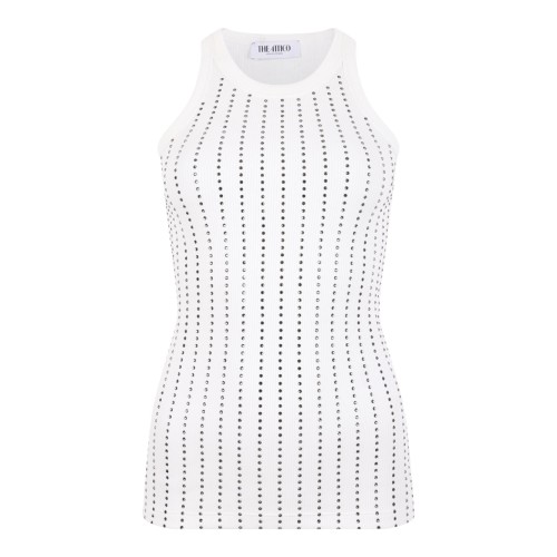 White Cotton Tank Top With Decorations