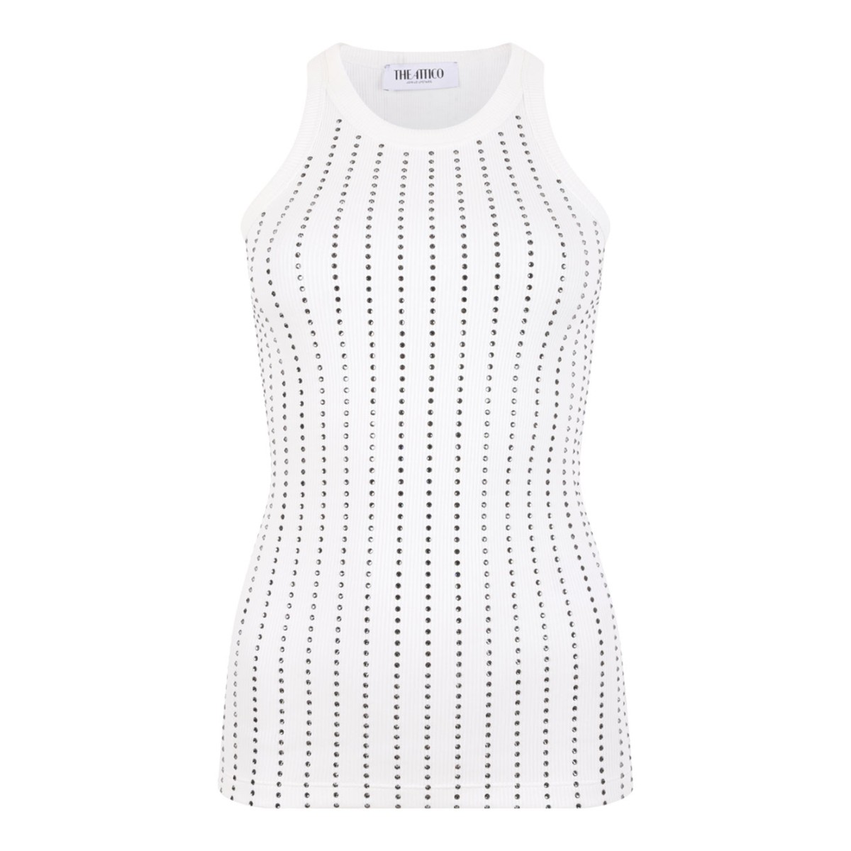 White Cotton Tank Top With Decorations