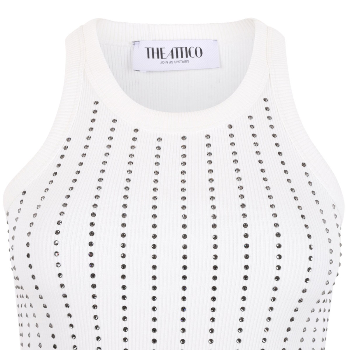 White Cotton Tank Top With Decorations