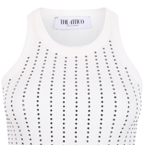 White Cotton Tank Top With Decorations