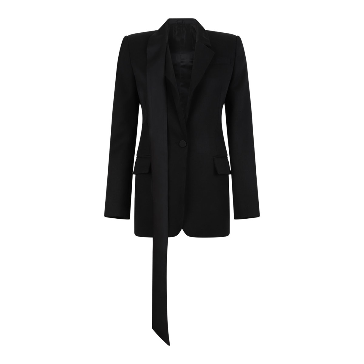 Black Virgin Wool Jacket With Knot