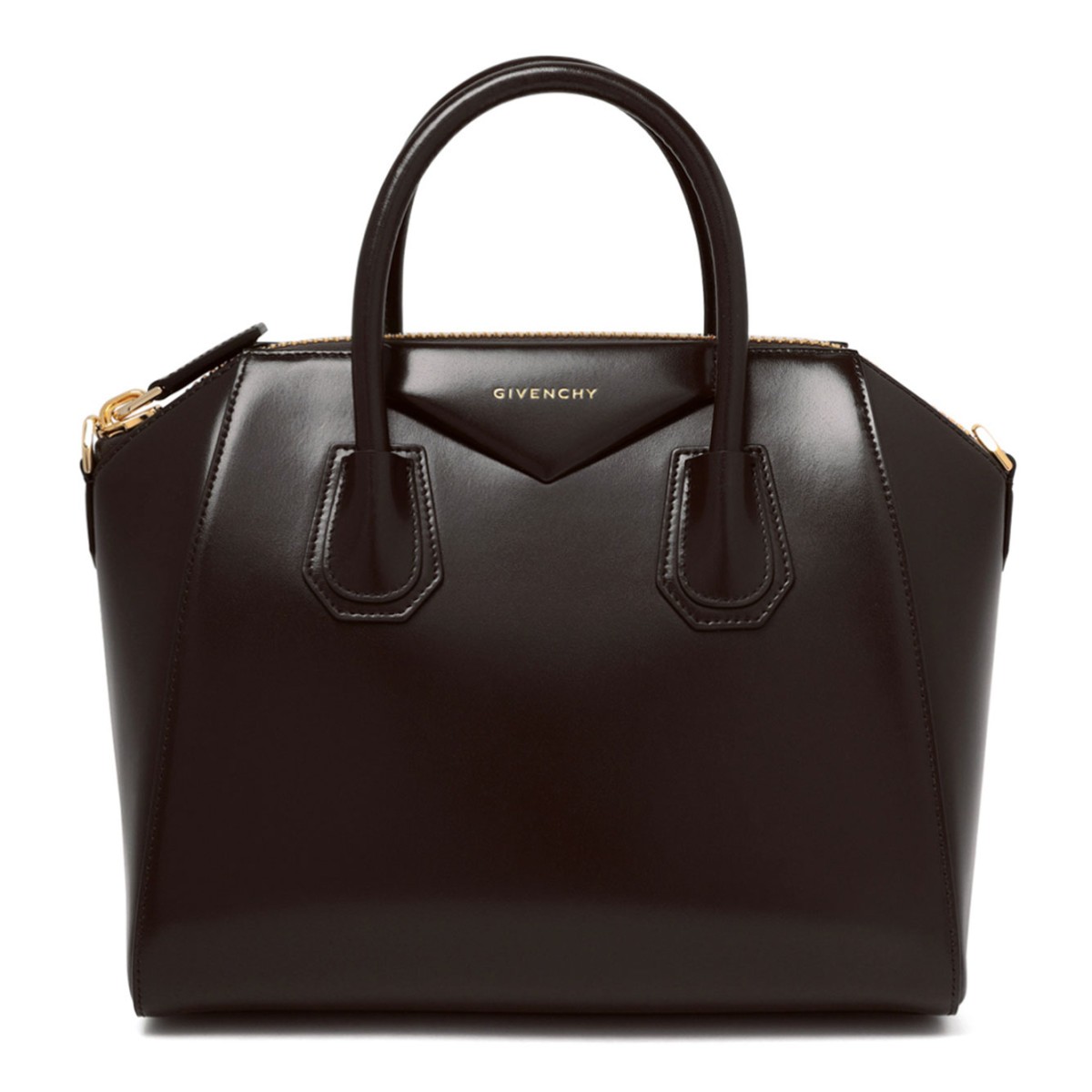 Brown Chocolate Antigona Small Leather Box Bag