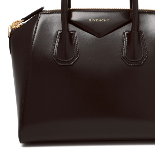 Brown Chocolate Antigona Small Leather Box Bag