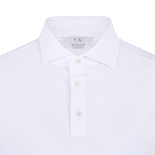 White Stretch Cotton Polo Shirt