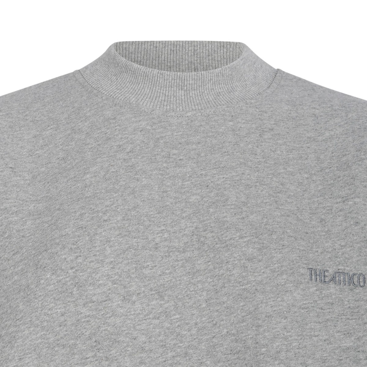 Grey Melange Sweatshirt With Side Slit