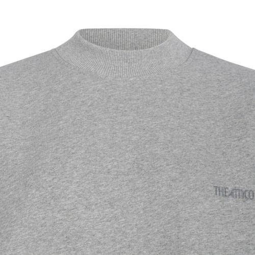 Grey Melange Sweatshirt With Side Slit