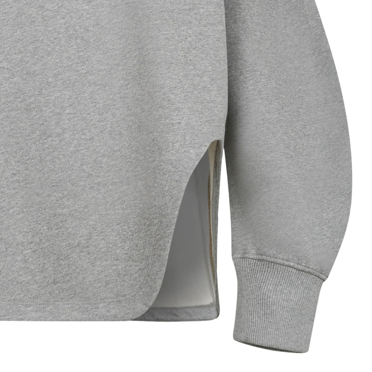 Grey Melange Sweatshirt With Side Slit