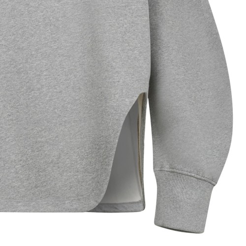 Grey Melange Sweatshirt With Side Slit