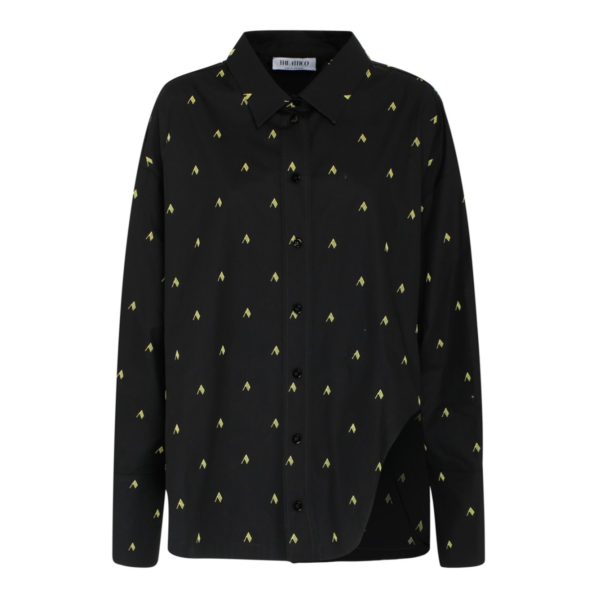 Black and Yellow Cotton Diana Logo Print Shirt