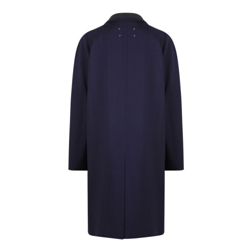 Navy Blue Wool Viscose Coat