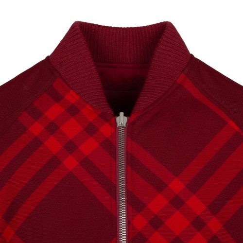 Red Check Print Bomber Jacket
