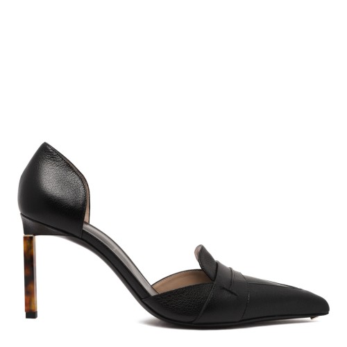Black Supple Grain Leather Eva D'Orsay Pump