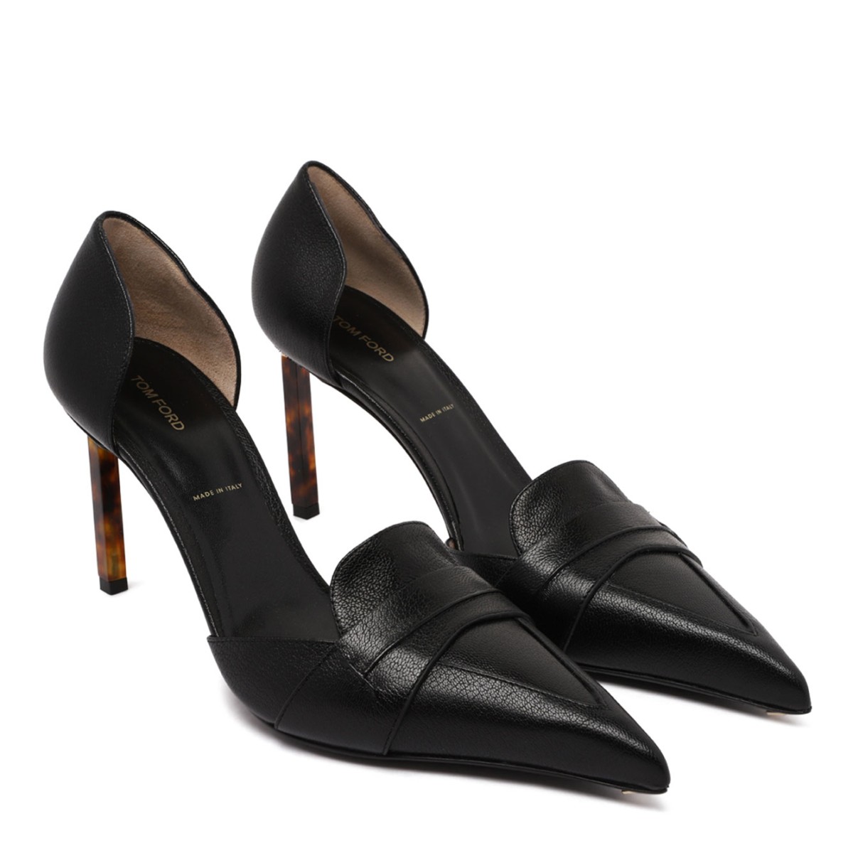 Black Supple Grain Leather Eva D'Orsay Pump