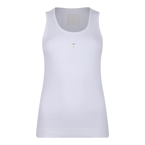 White 4G Plaque Tank Top