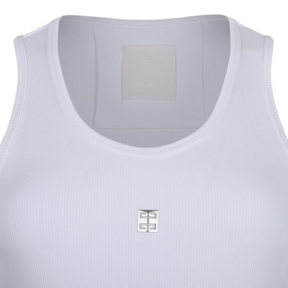 White 4G Plaque Tank Top