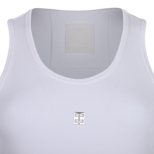 White 4G Plaque Tank Top