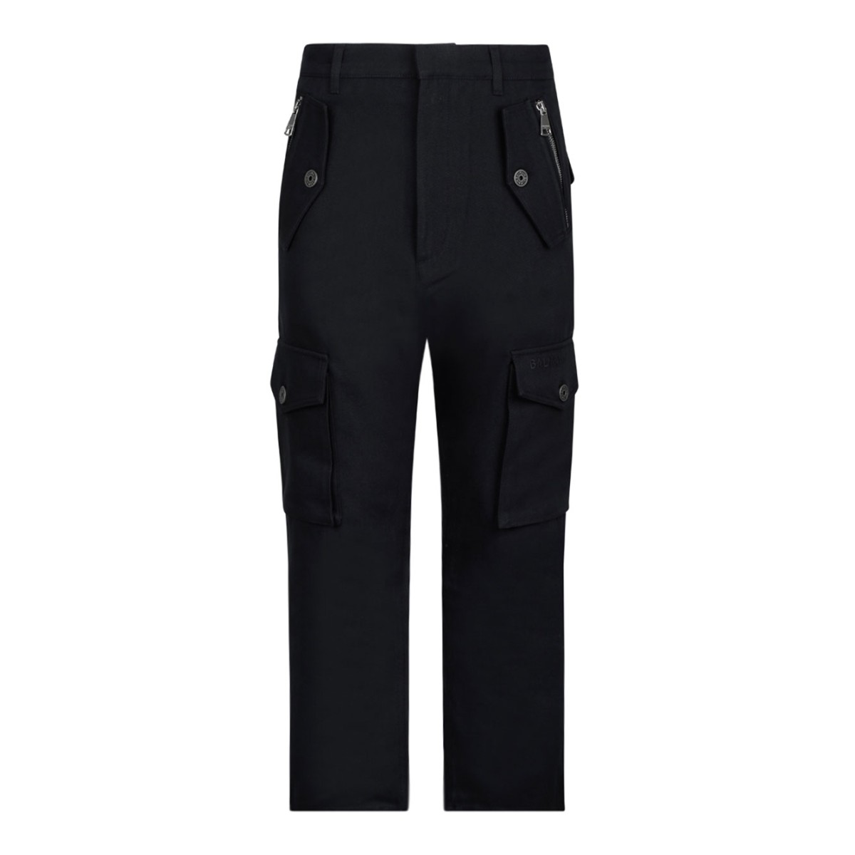 Black Cotton Cargo Trousers
