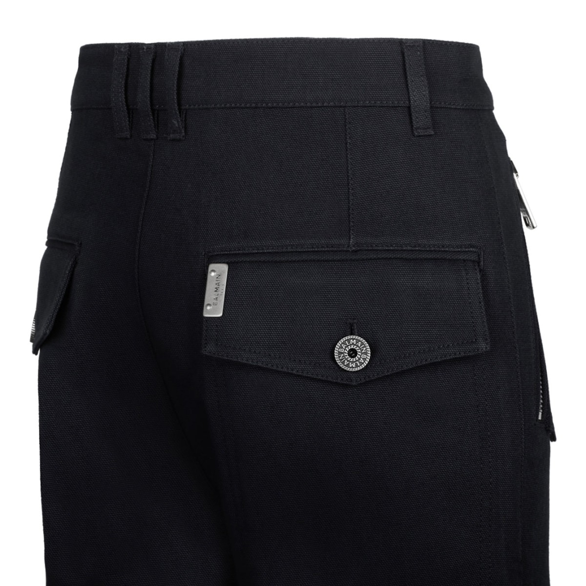 Black Cotton Cargo Trousers