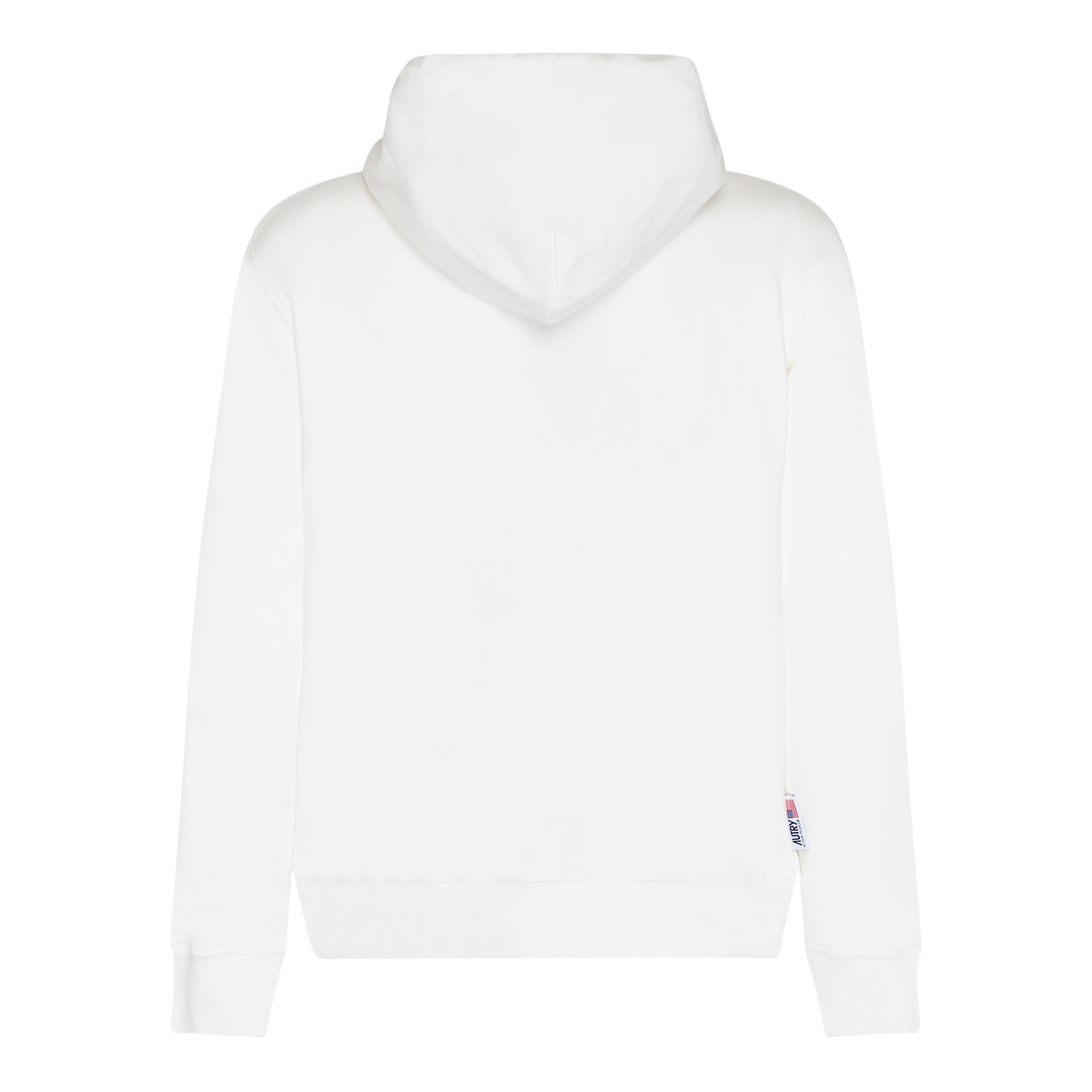 White Cotton Logo Print Drawstring Hoodie