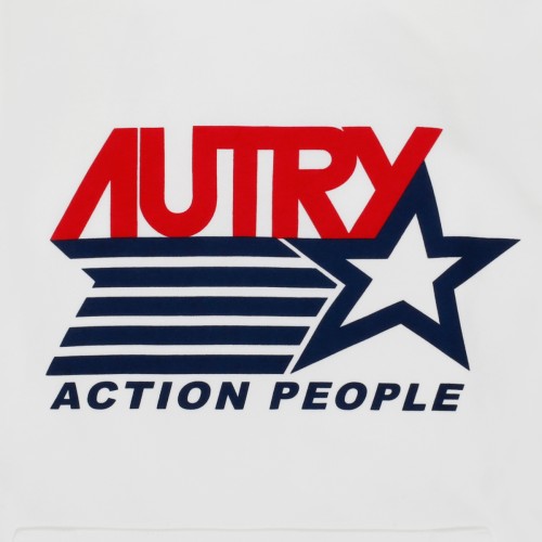 White Cotton Logo Print Drawstring Hoodie