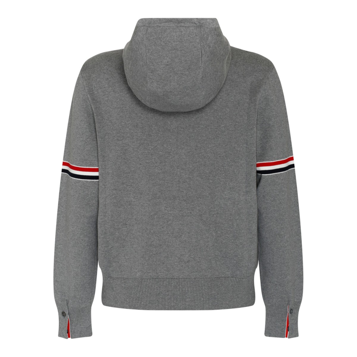 Grey Cotton Striped Zip Up Hoodie