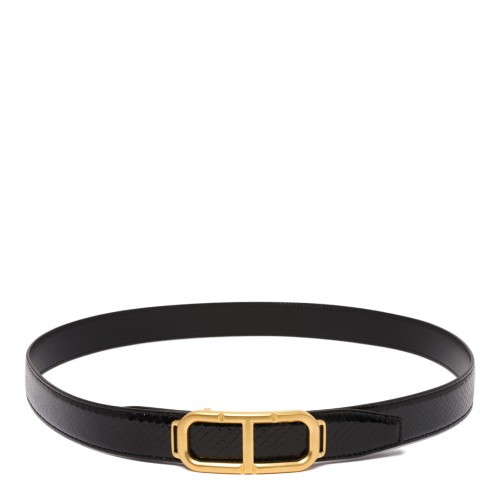 Black Printed Leather Stadium T Belt