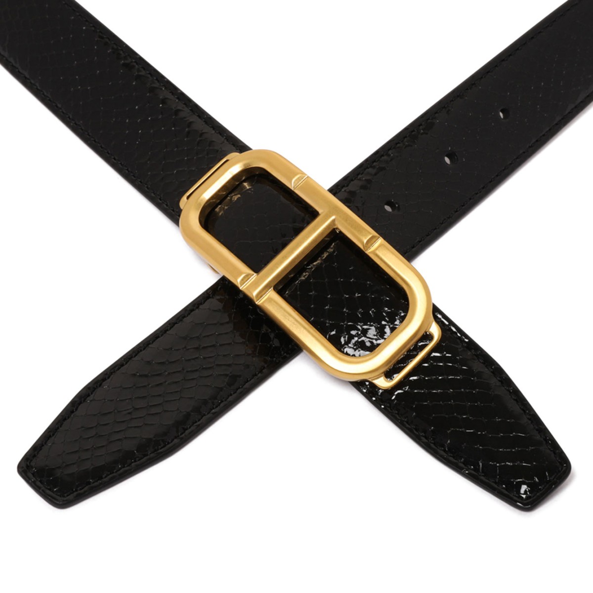 Black Printed Leather Stadium T Belt