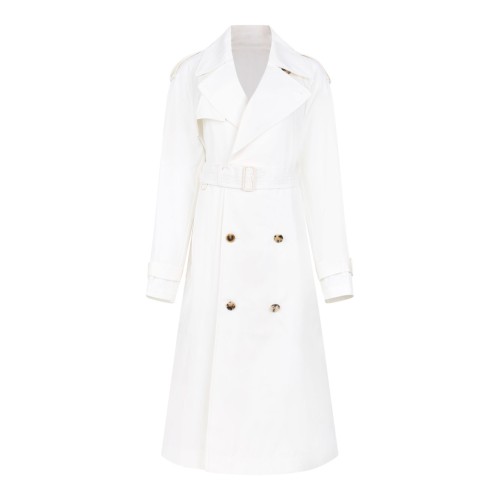 Ivory White Double-Breasted Trench Coat