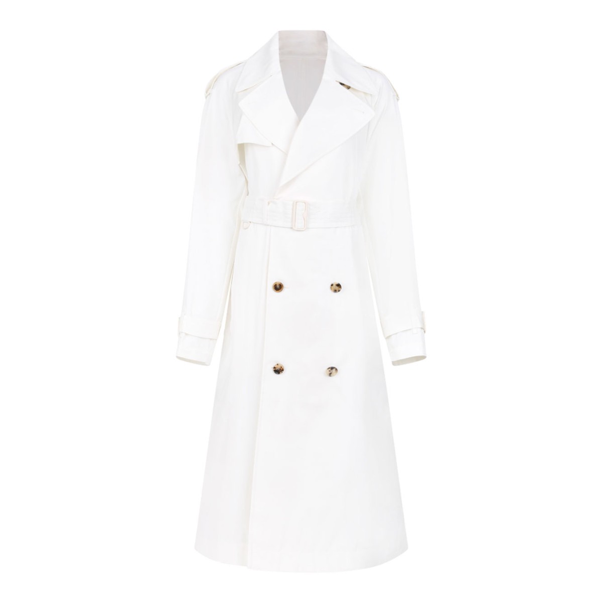 Ivory White Double-Breasted Trench Coat