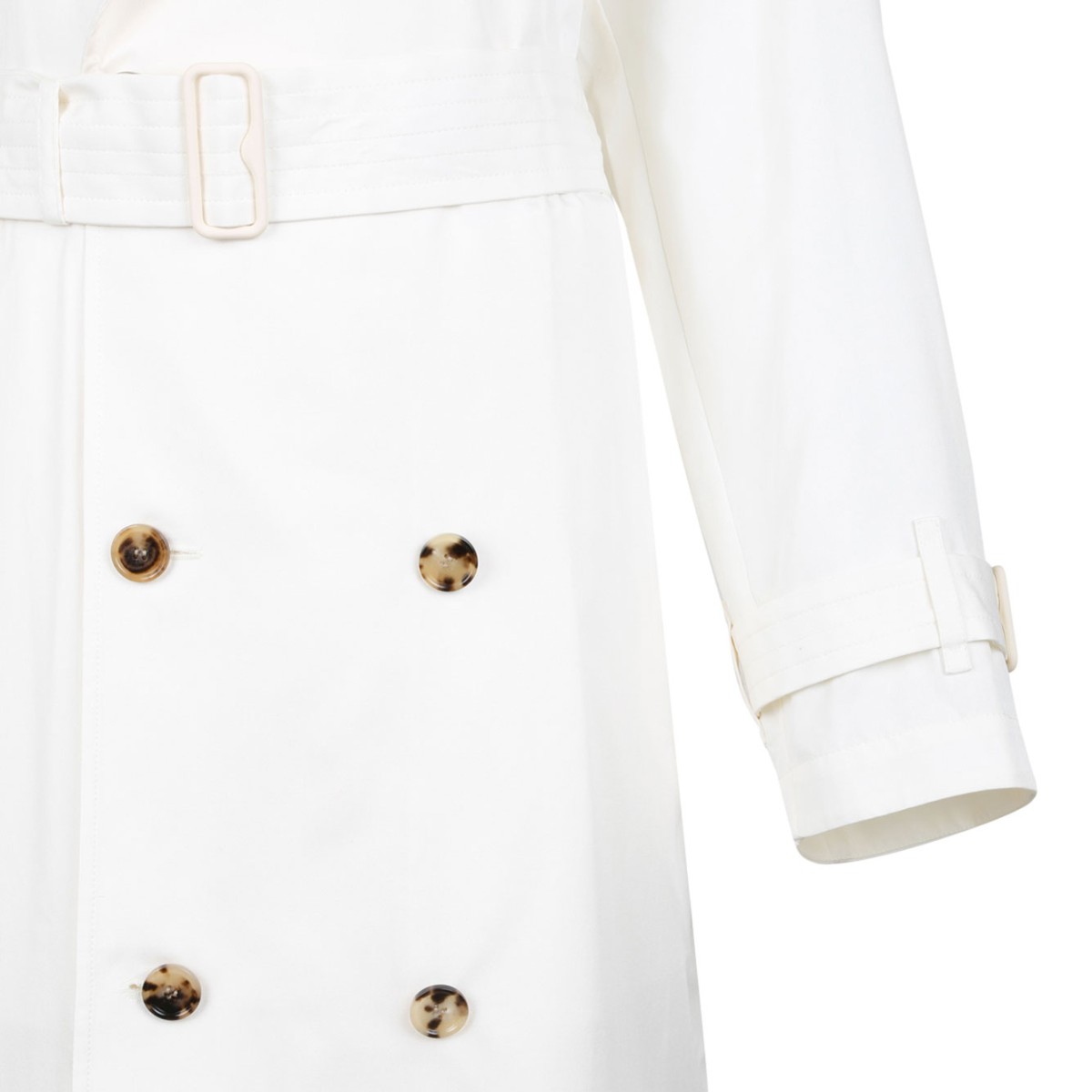 Ivory White Double-Breasted Trench Coat