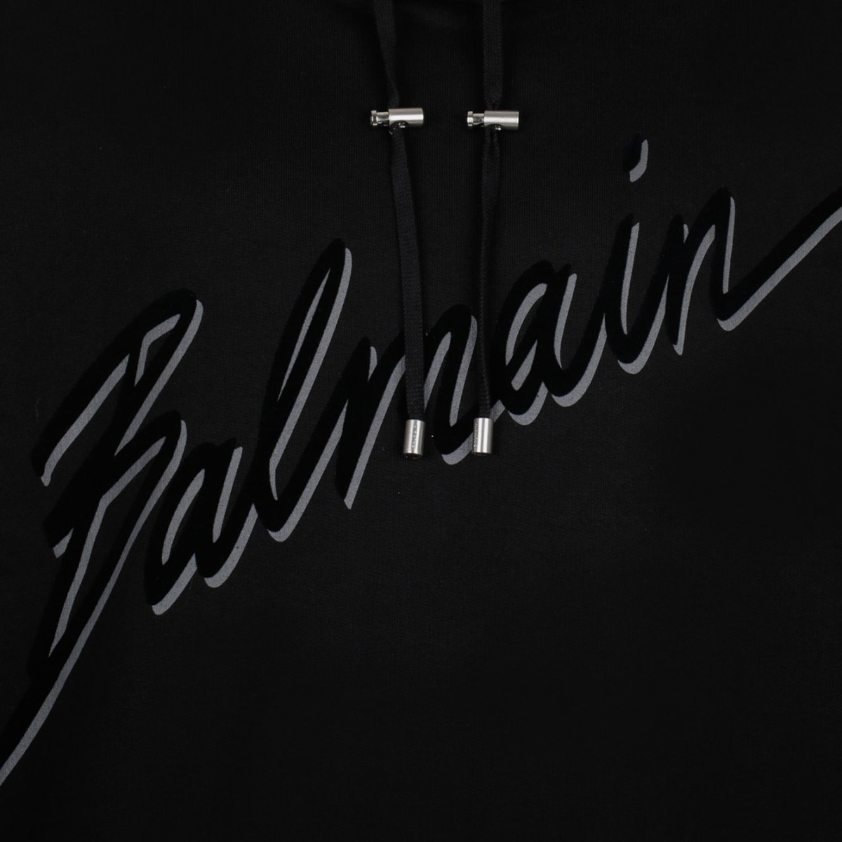 Black Flocked Logo Hoodie