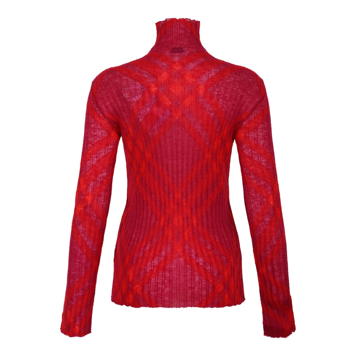 Raspberry Pink Plaid-Check Rib-Knit Jumper