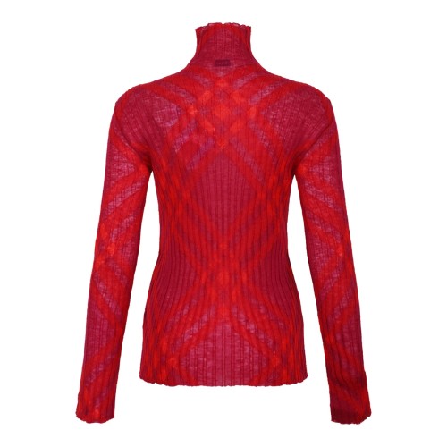 Raspberry Pink Plaid-Check Rib-Knit Jumper