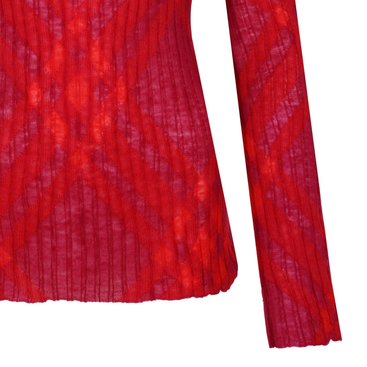 Raspberry Pink Plaid-Check Rib-Knit Jumper
