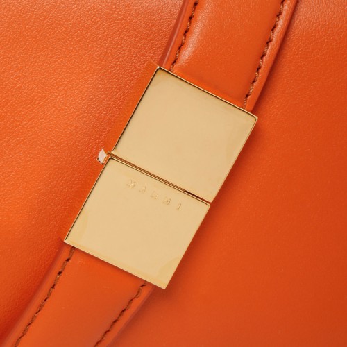 Sunset Orange Calf Leather Small Prisma Shoulder Bag