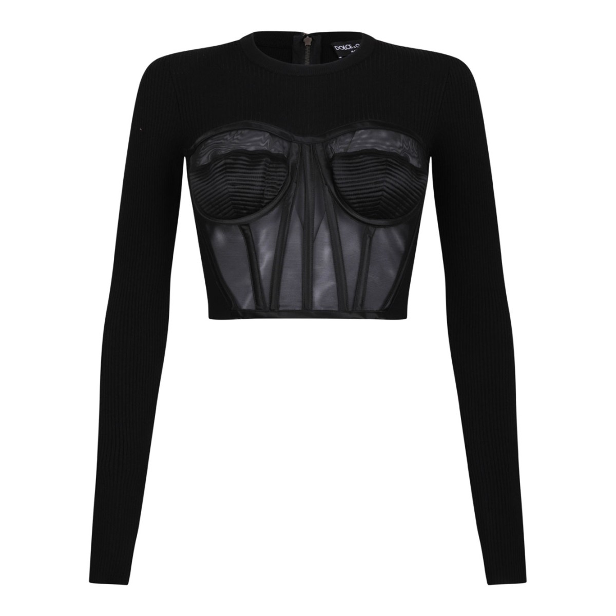Black Fine-Rib Bustier Jumper