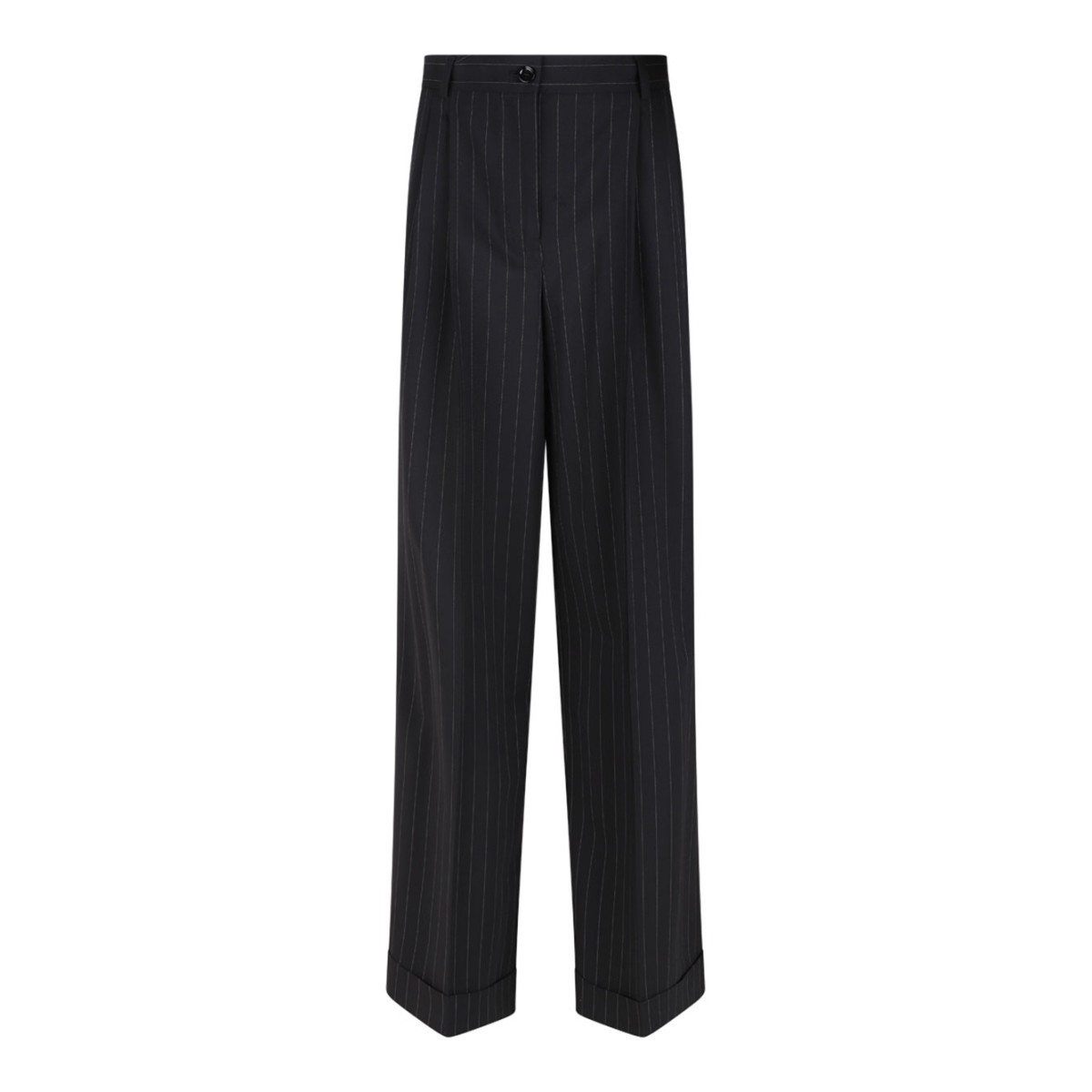 Flared Pinstripe Wool Pants